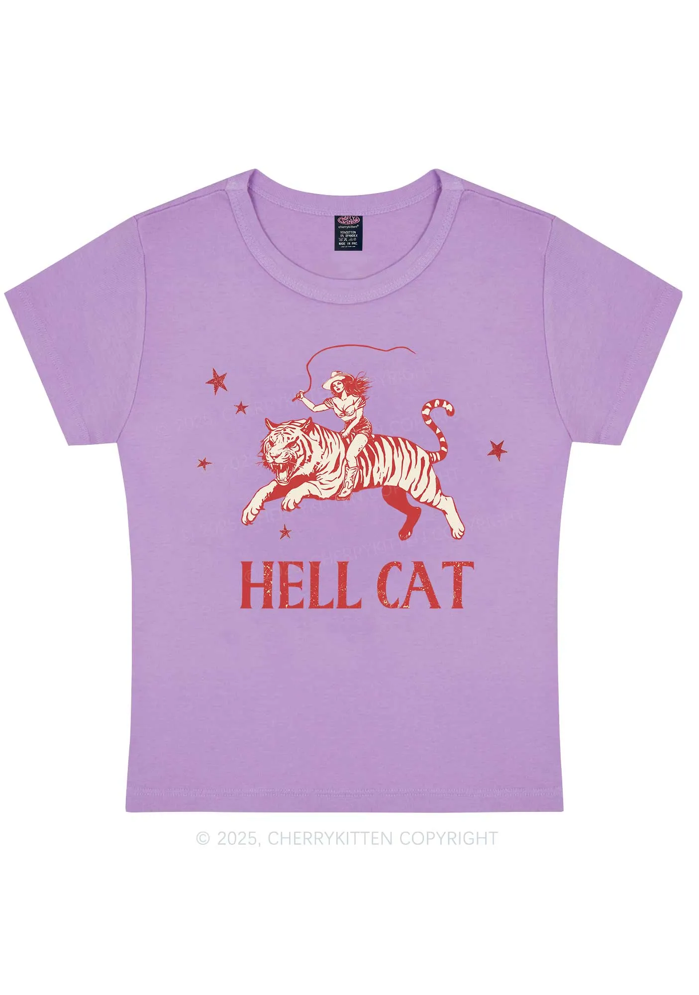Cowgirl Hell Cat Y2K Baby Tee Cherrykitten