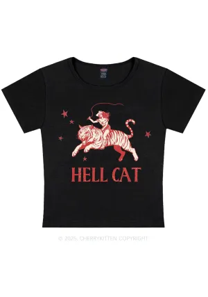 Cowgirl Hell Cat Y2K Baby Tee Cherrykitten