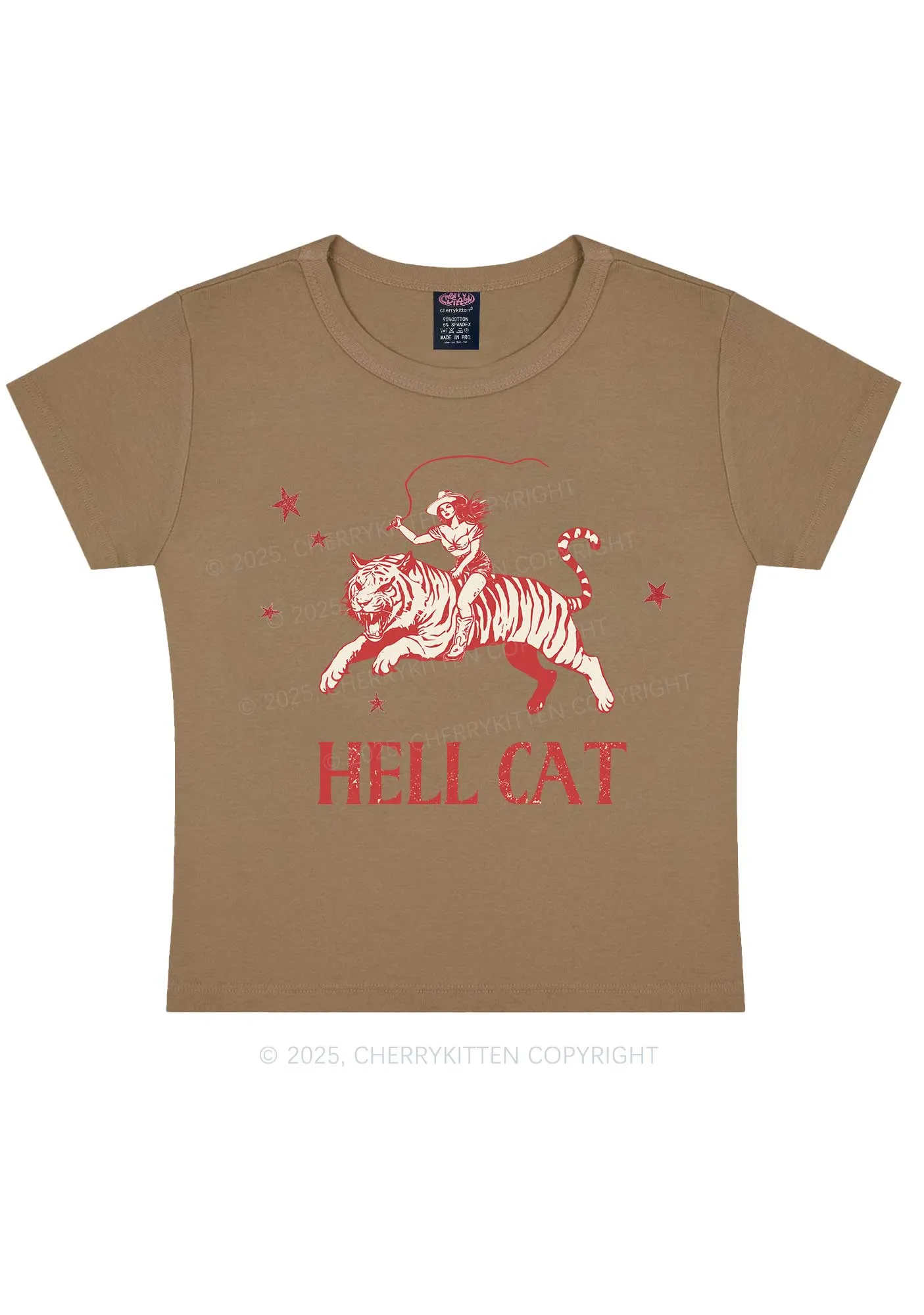 Cowgirl Hell Cat Y2K Baby Tee Cherrykitten