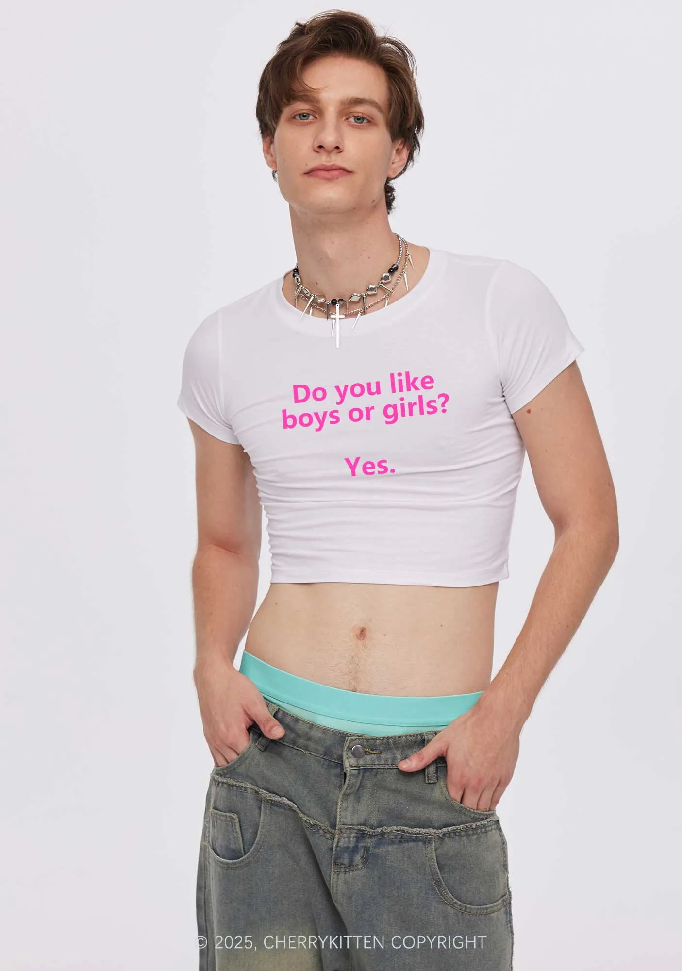 Do You Like Boys Or Girls Pride Y2K Baby Tee Cherrykitten