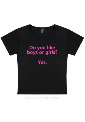 Do You Like Boys Or Girls Pride Y2K Baby Tee Cherrykitten