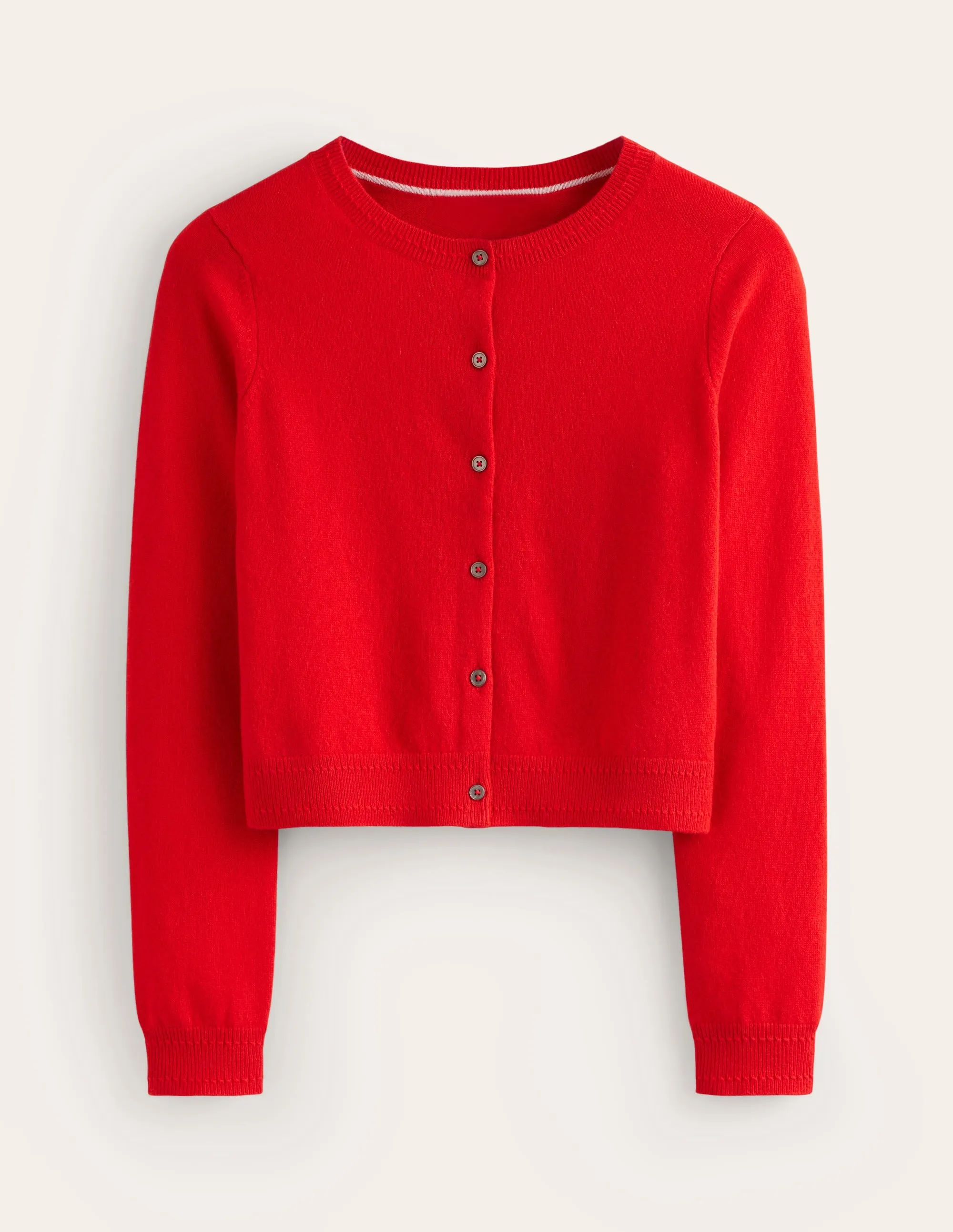 Eva Cashmere Cropped Cardigan-Post Box Red