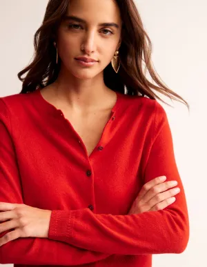 Eva Cashmere Cropped Cardigan-Post Box Red