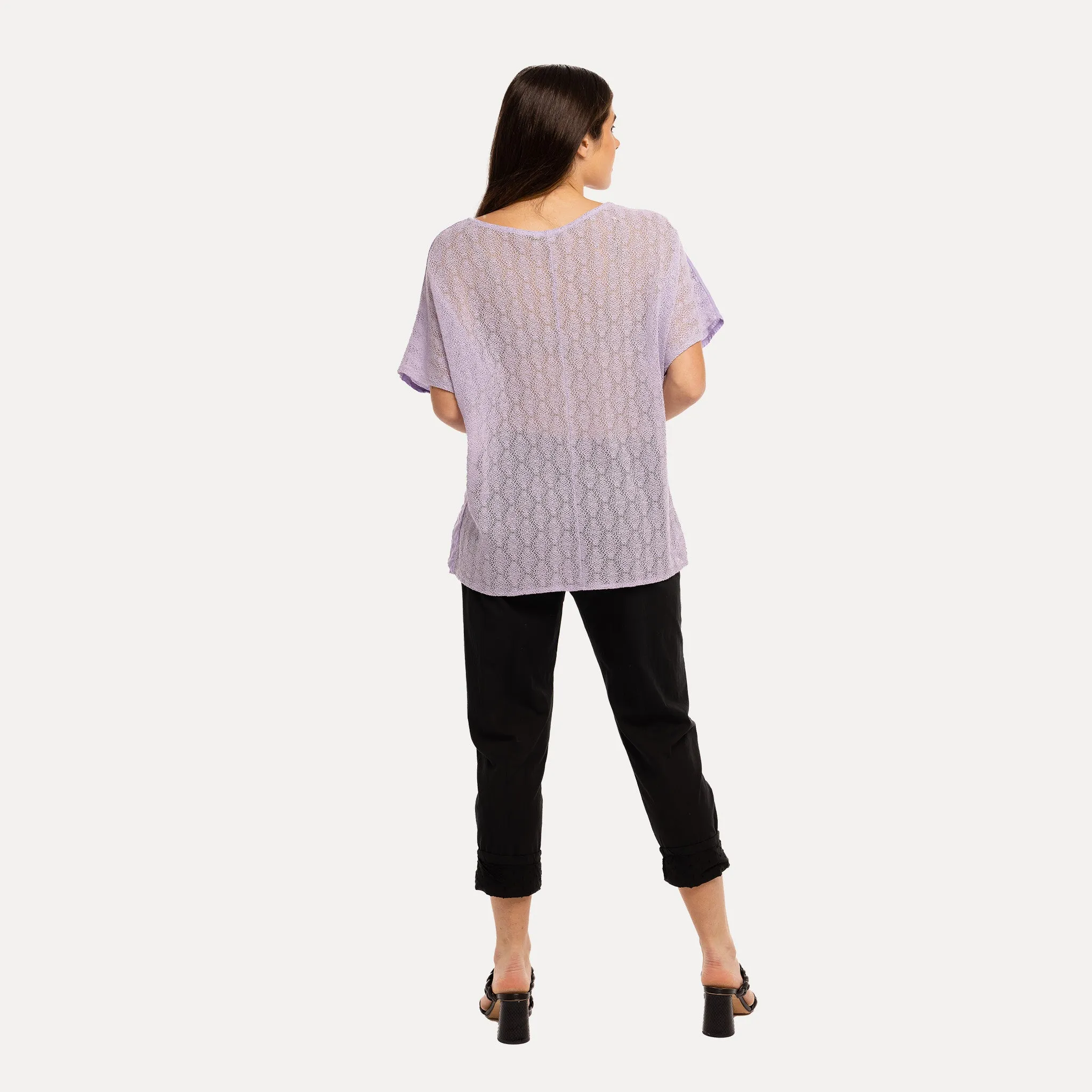 M Made in Italy  Women's Woven and Knitted Half Sleeve Top