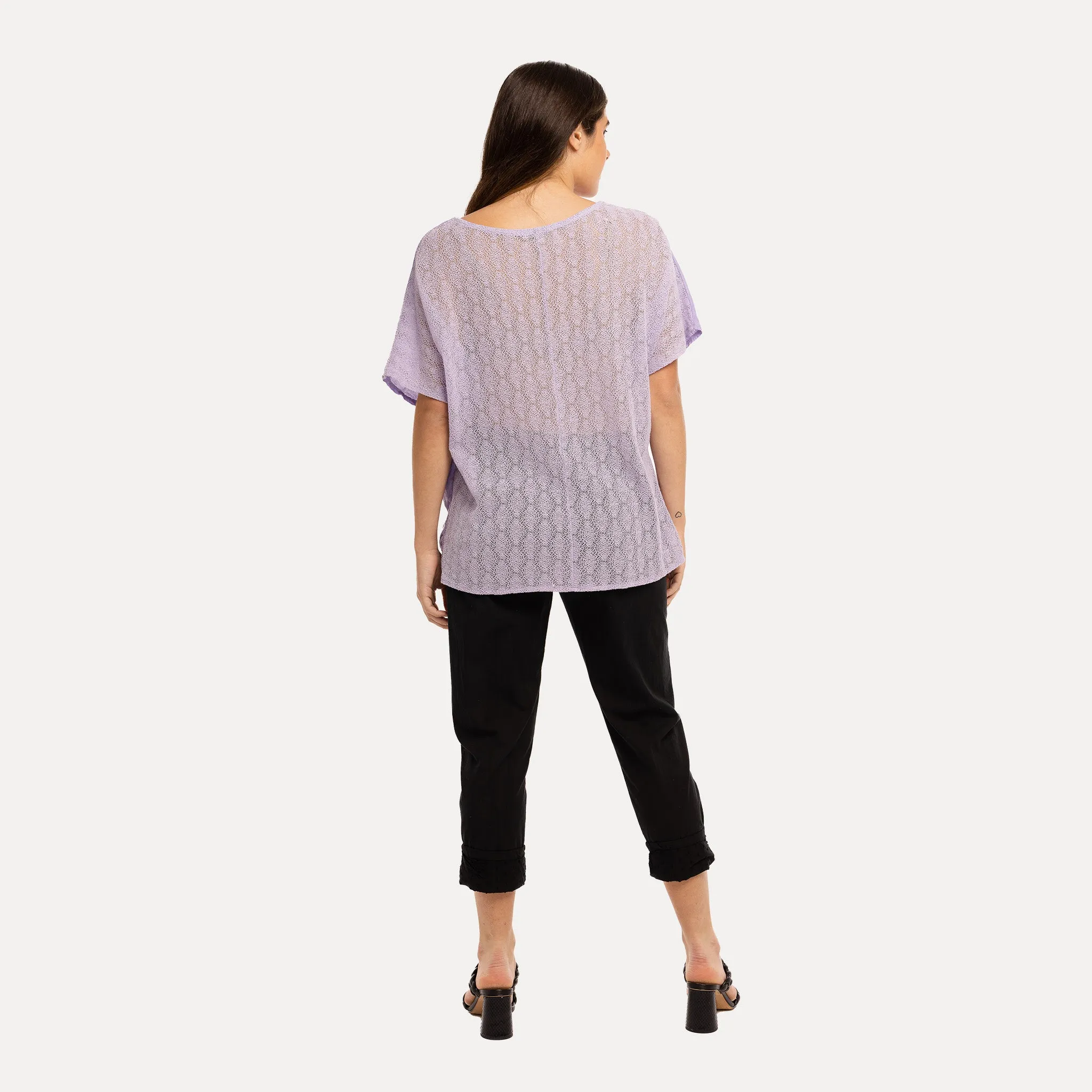 M Made in Italy  Women's Woven and Knitted Half Sleeve Top