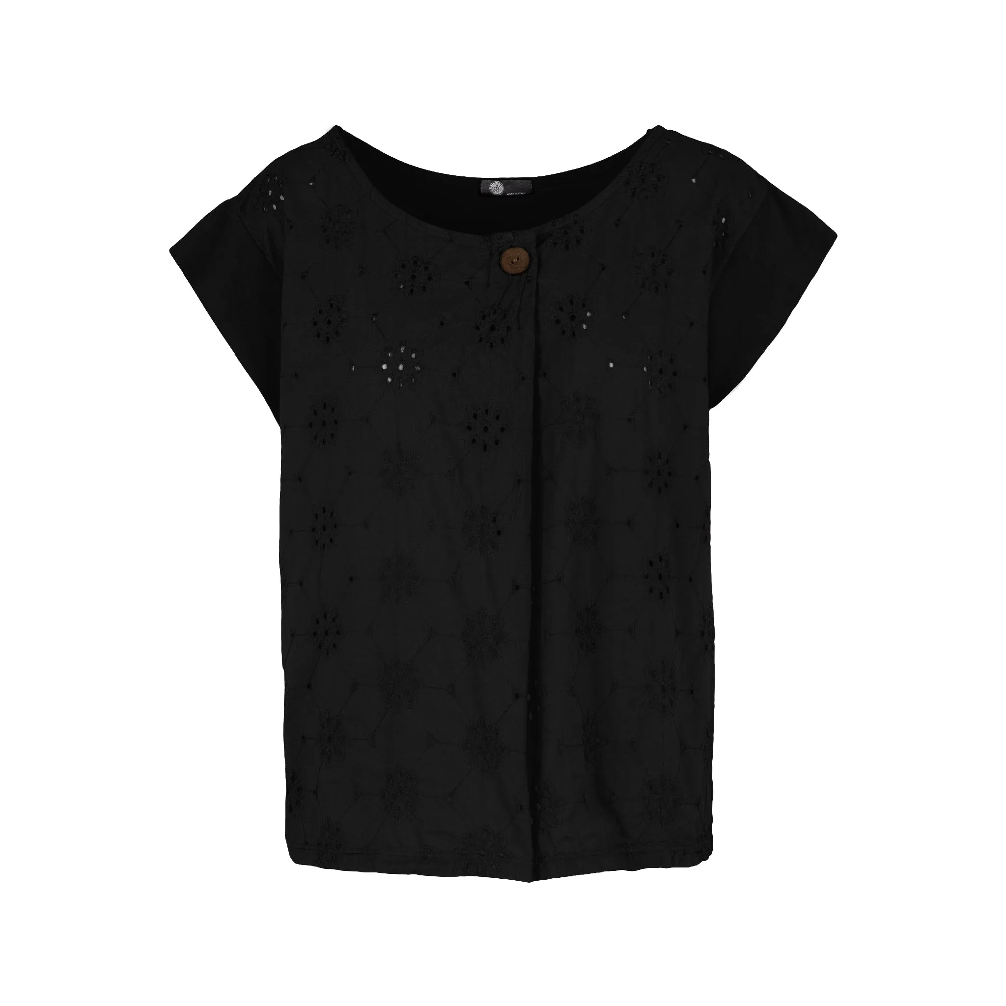 M Made in Italy  Women's Woven and Knitted Short Sleeve Top