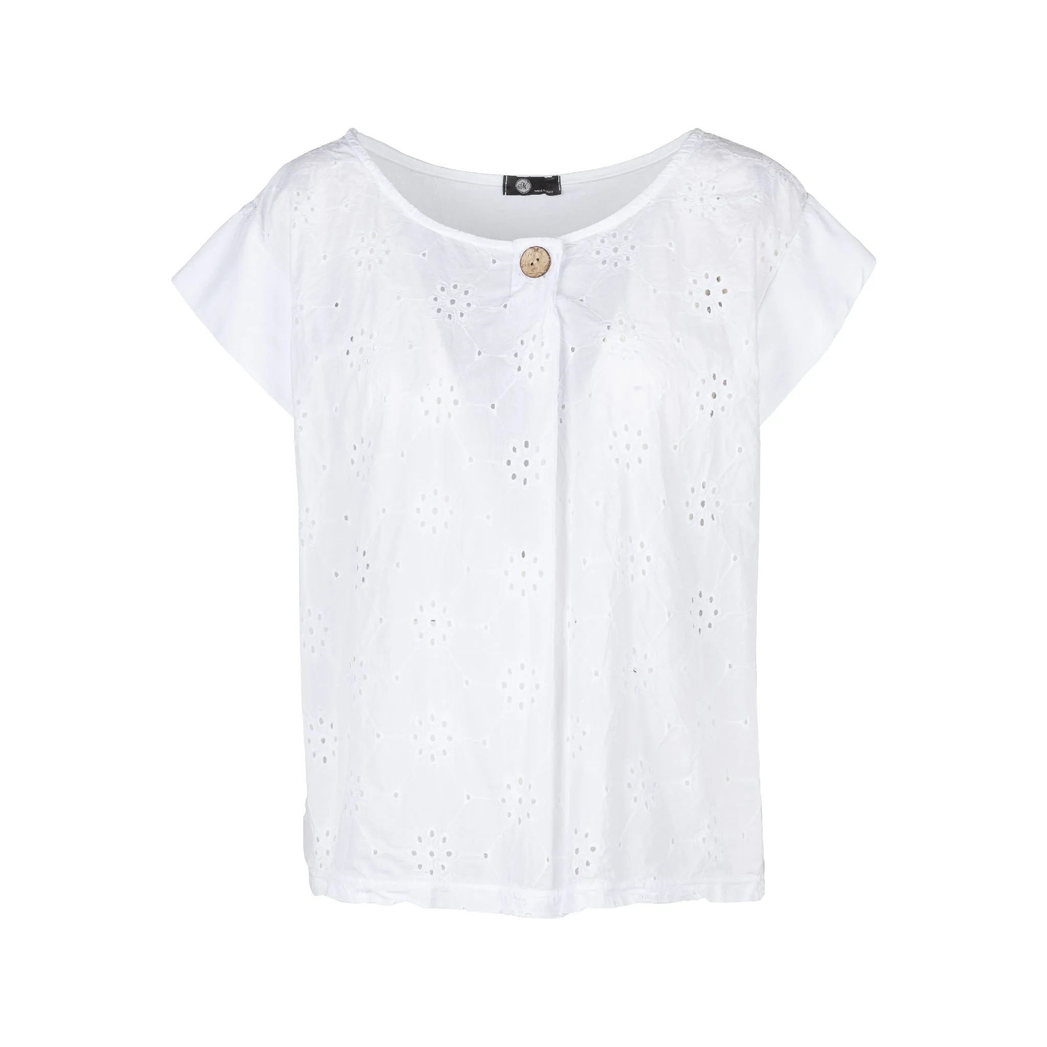 M Made in Italy  Women's Woven and Knitted Short Sleeve Top