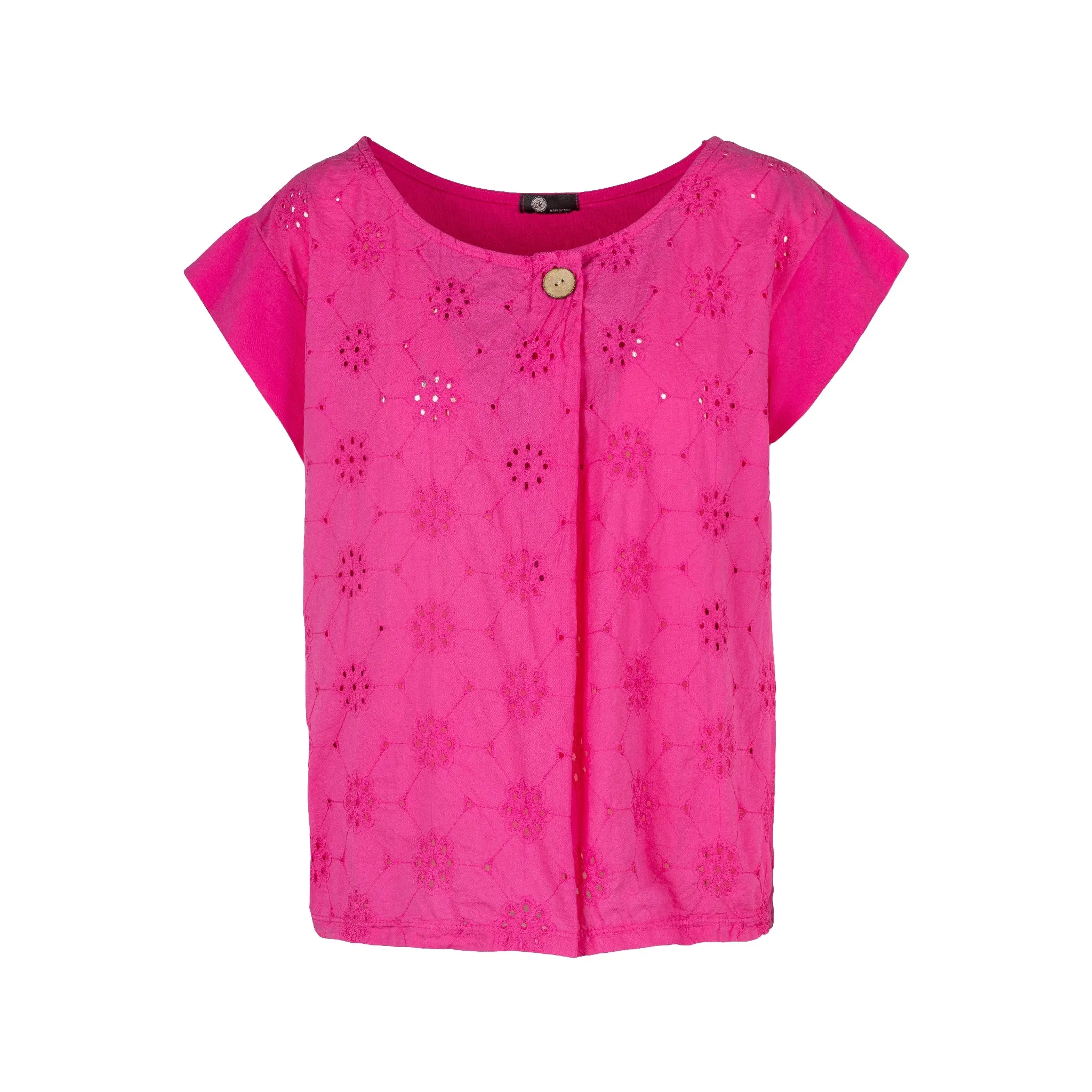 M Made in Italy  Women's Woven and Knitted Short Sleeve Top