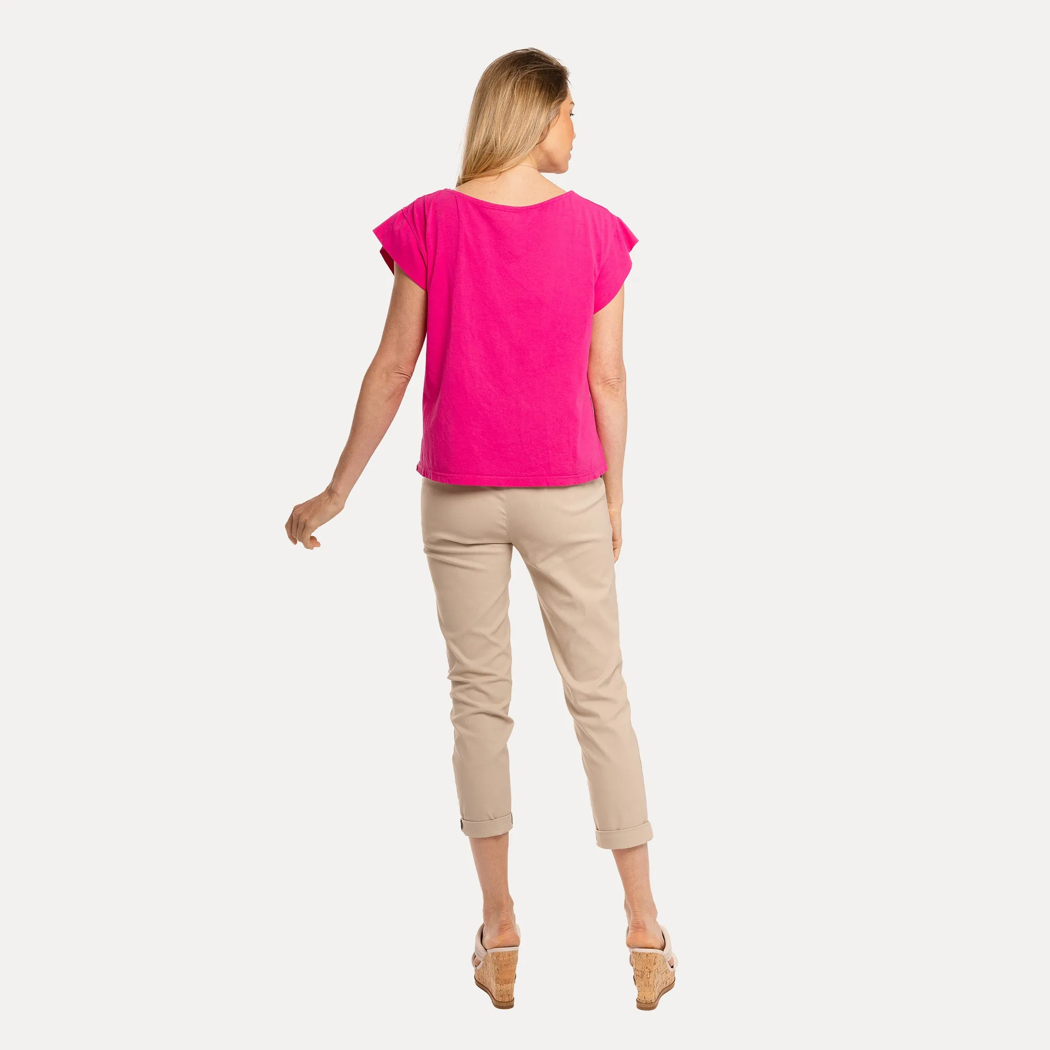 M Made in Italy  Women's Woven and Knitted Short Sleeve Top