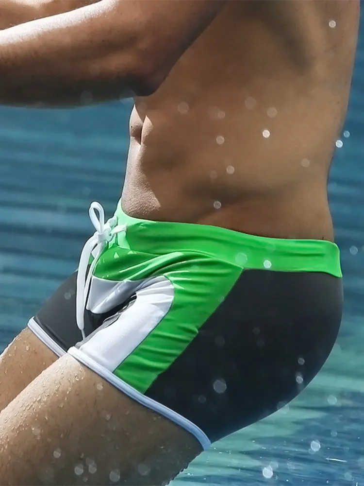 Men's Trendy Color-Block Beach Swim Shorts & Trunks