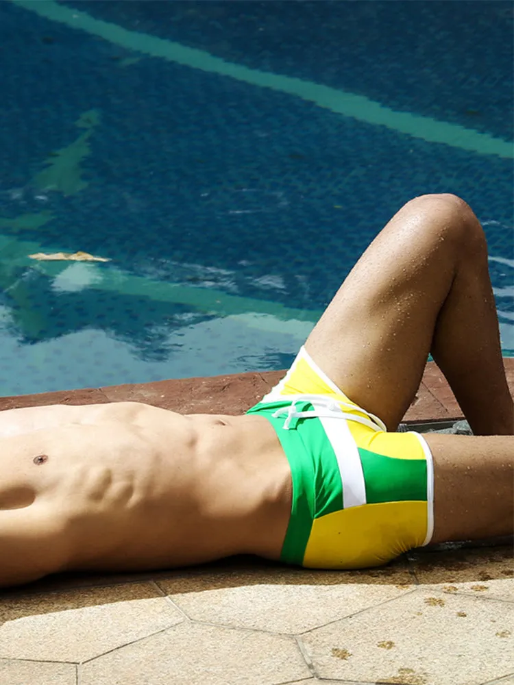 Men's Trendy Color-Block Beach Swim Shorts & Trunks