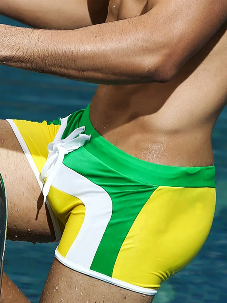 Men's Trendy Color-Block Beach Swim Shorts & Trunks