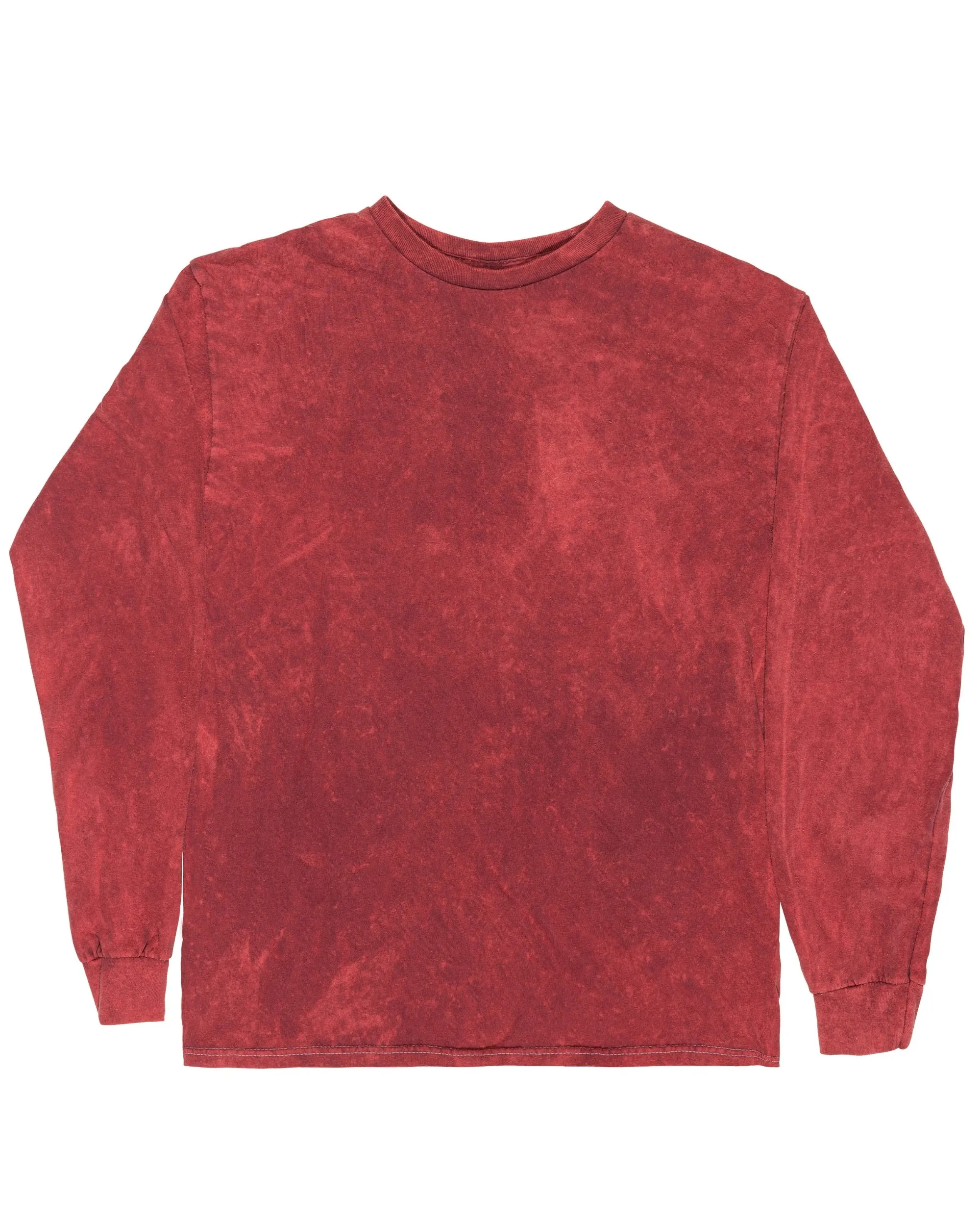 Mineral Wash Long Sleeve Tees - Crimson