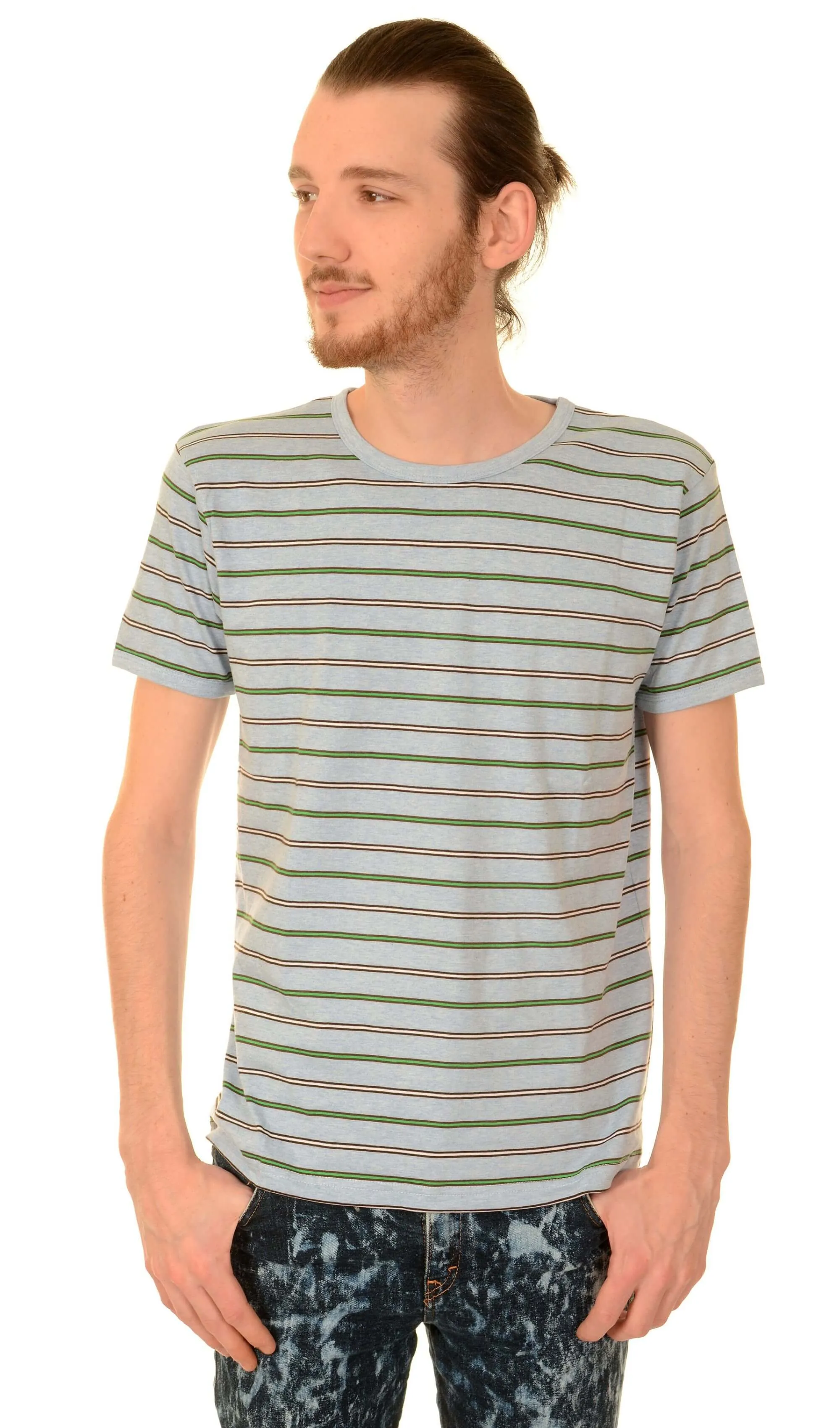 Retro Sky Marl Pinstripe T Shirt
