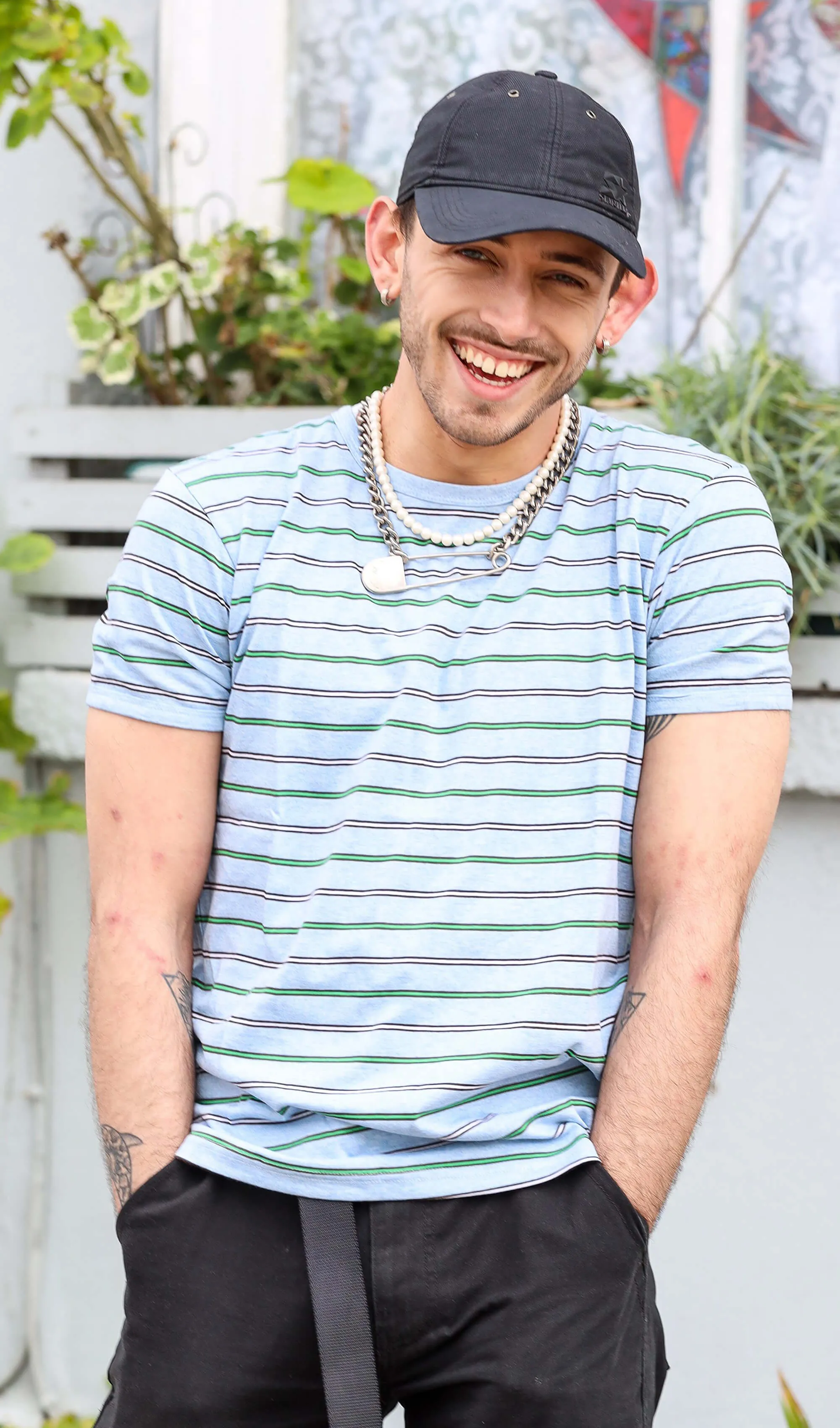 Retro Sky Marl Pinstripe T Shirt