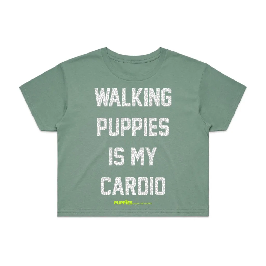 Walking Puppies is My Cardio Leopard Print | Crop Tee