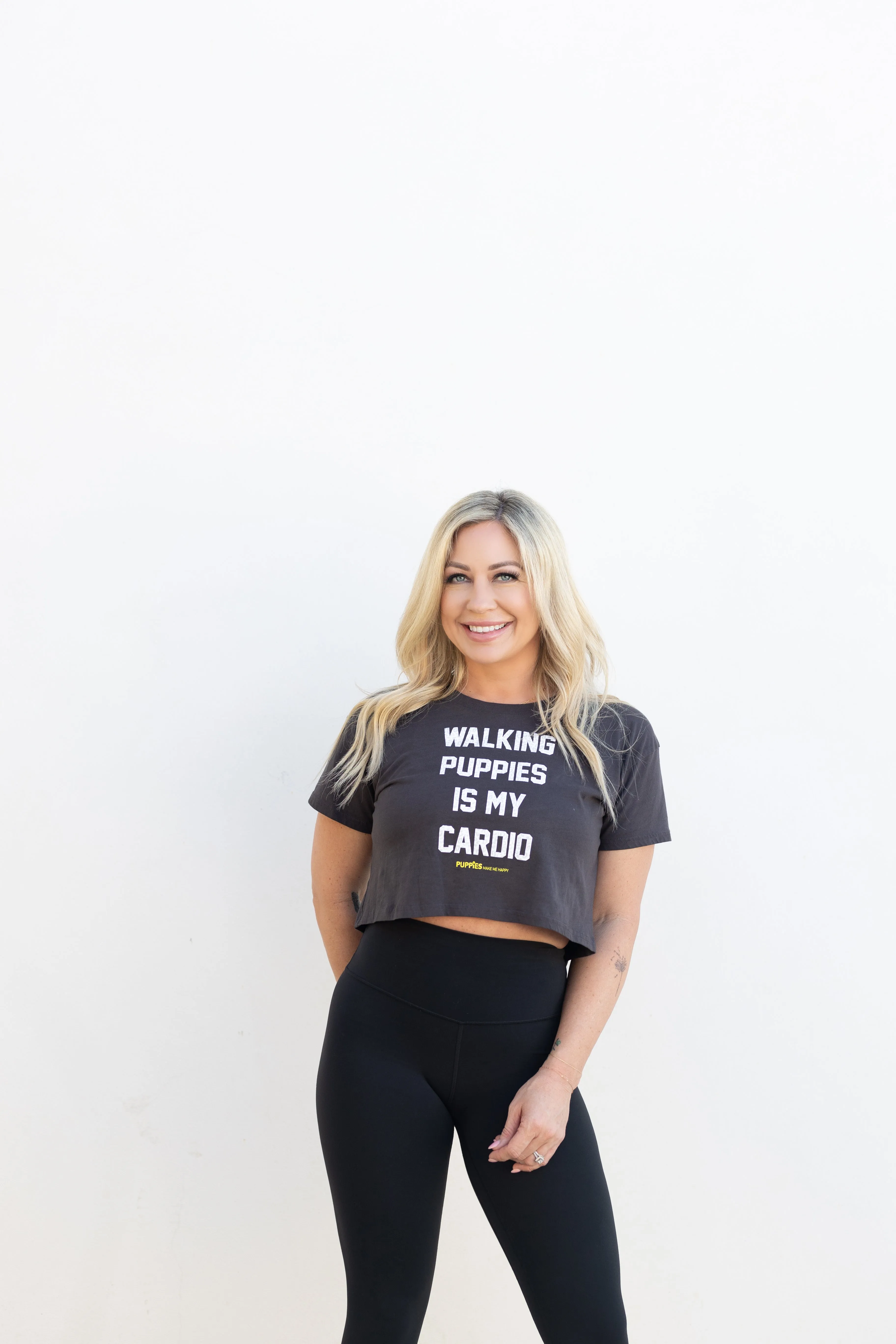 Walking Puppies is My Cardio Leopard Print | Crop Tee