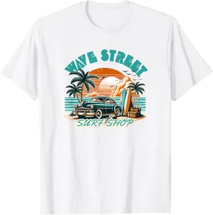 Wave Street Retro Vacation Beach Surfing Vintage Sunset T-Shirt