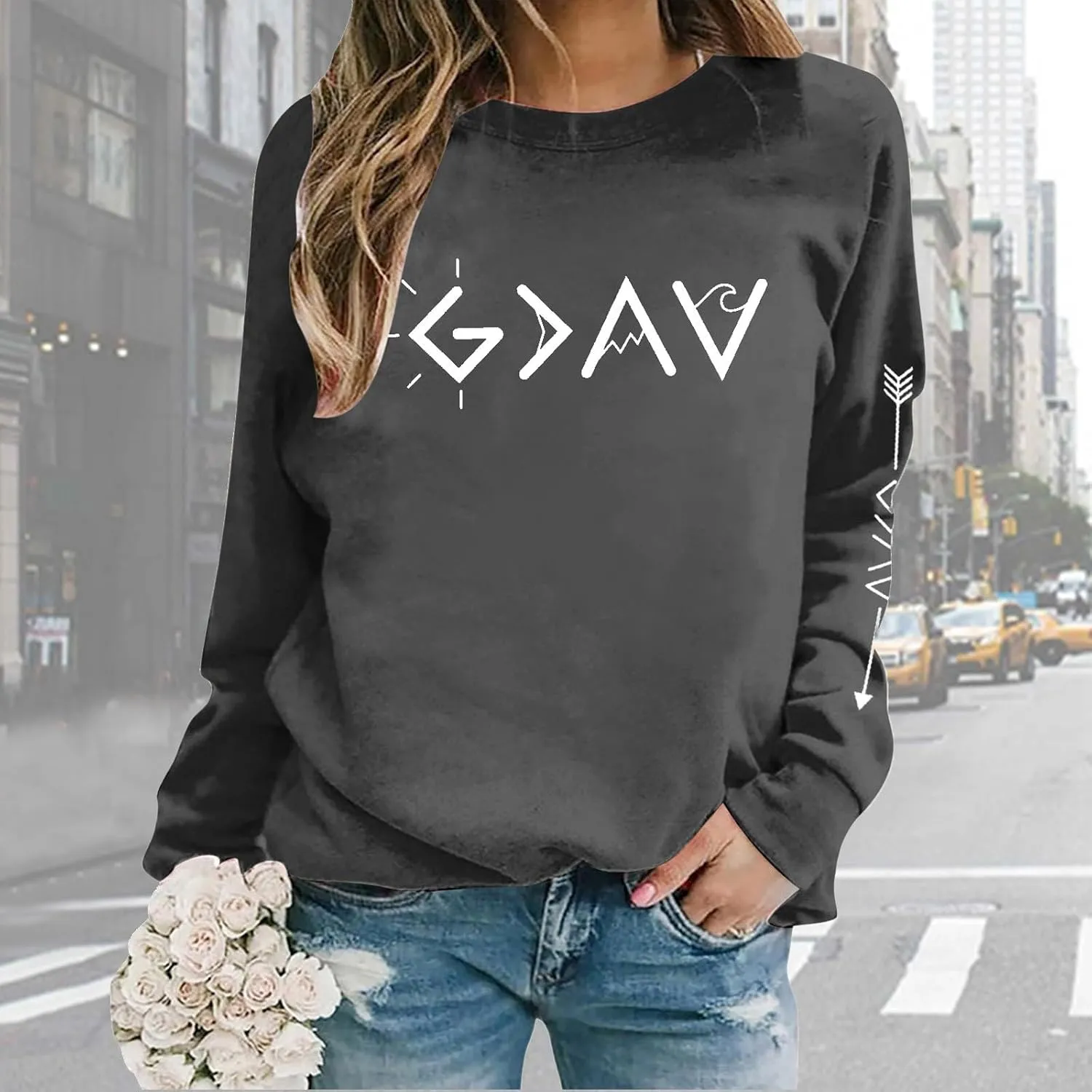 Womens Sweatshirt Trendy Casual Comfort Tshirts Drop Shoulder Long Sleeve Round Neck Oversized Sweatshirts Outfits