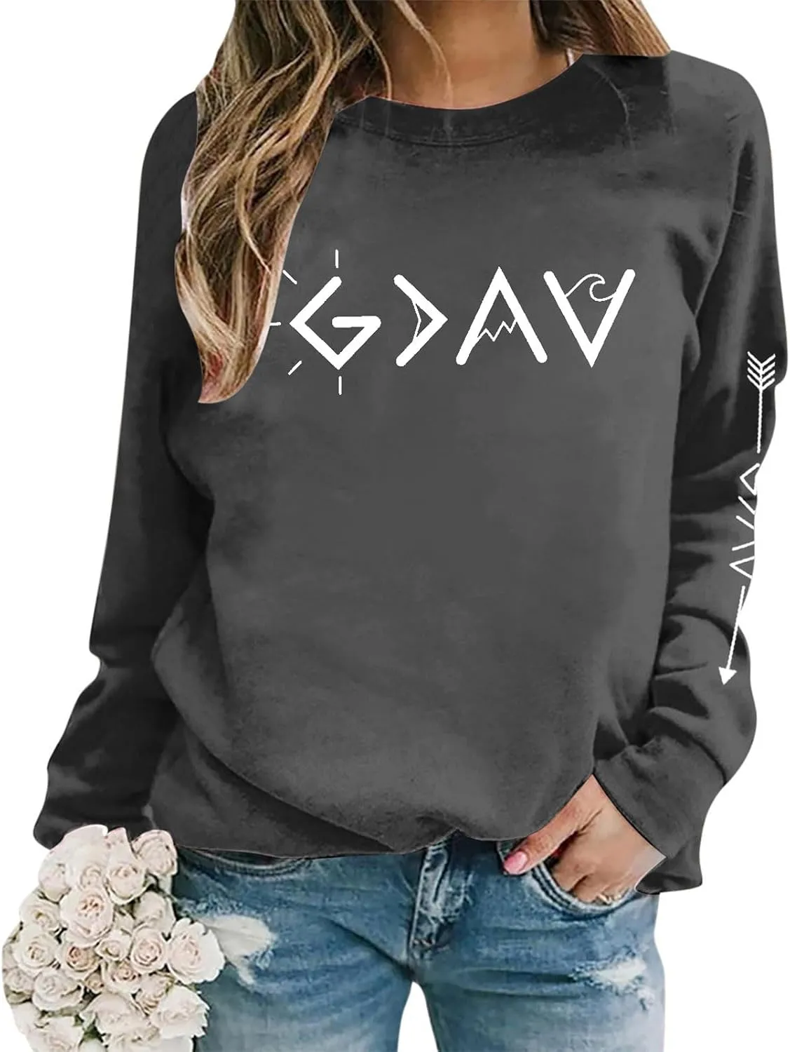 Womens Sweatshirt Trendy Casual Comfort Tshirts Drop Shoulder Long Sleeve Round Neck Oversized Sweatshirts Outfits